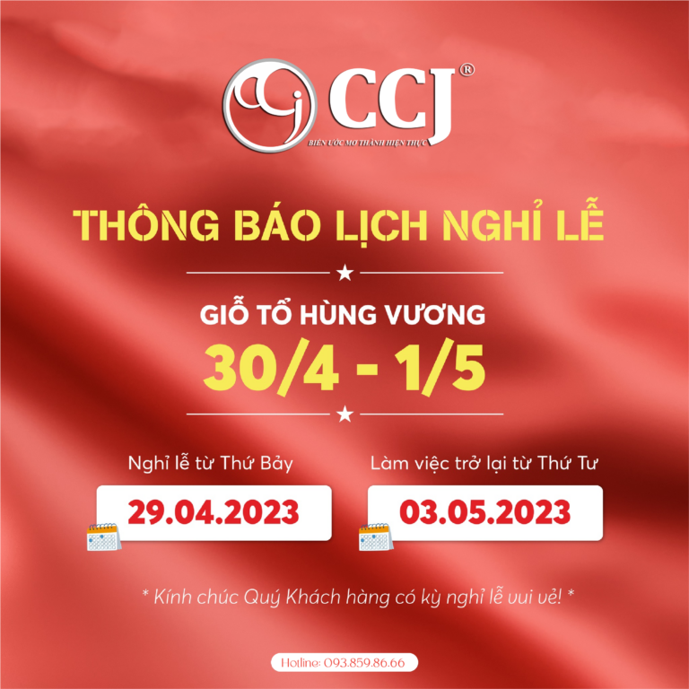 THÔNG BÁO LỊCH NGHỈ LỄ 30/04 - 01/05 VÀ GIỖ TỔ HÙNG VƯƠNG 2023